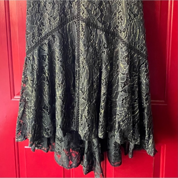 Taylor Women's Lace Cap Sleeve V Neck MIDI Dress high/low - Picture 4 of 5